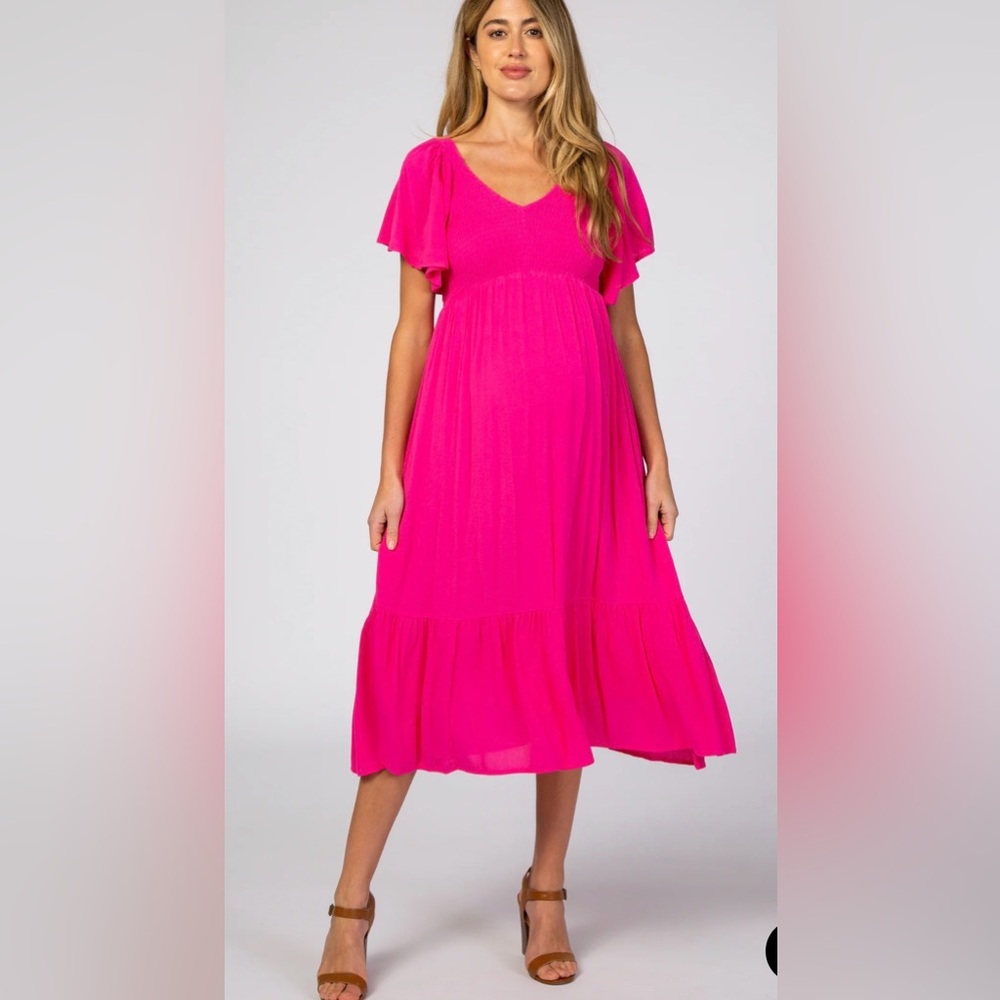 Vibrant Pink Maxi Maternity Dress